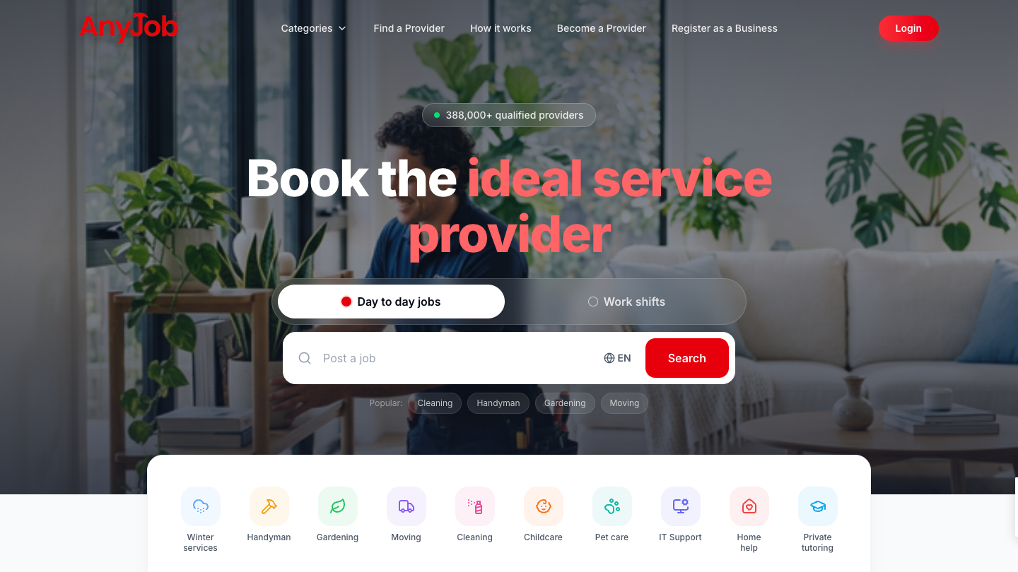 AnyJob website design