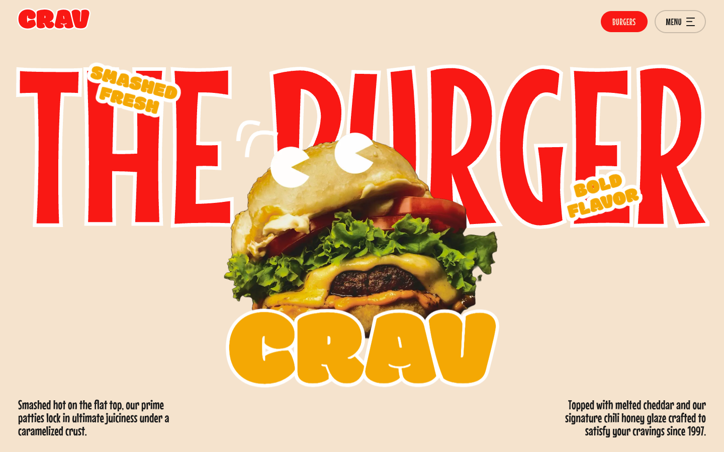 Crav Burgers website design